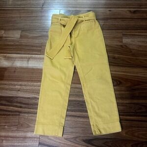 LOFT Cropped‎ Pants High Waist Belted Yellow Casual Size 0P